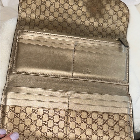 Gucci tan/gold metallic long leather wallet - Picture 16 of 16